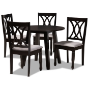 Baxton Studio Millie Modern and Contemporary Grey Fabric Upholstered and Dark Brown Finished Wood 5-Piece Dining Set